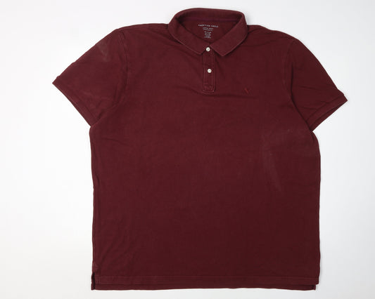 American Eagle Men's Red 2XL Polo Shirt - Cotton, Casual Fit