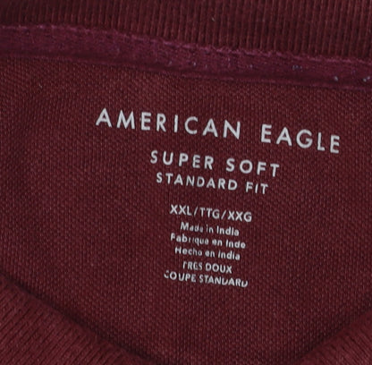 American Eagle Men's Red 2XL Polo Shirt - Cotton, Casual Fit