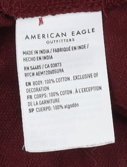 American Eagle Men's Red 2XL Polo Shirt - Cotton, Casual Fit