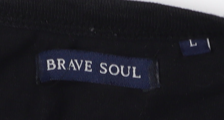 Mens UK Size L Brave Soul Black  T-Shirt