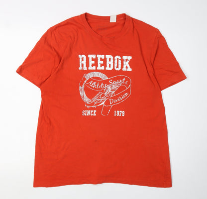 Reebok Men's Red Graphic Print Cotton T-Shirt Size L