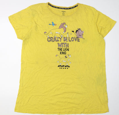 Womens UK Size XL Disney Yellow Basic T-Shirt