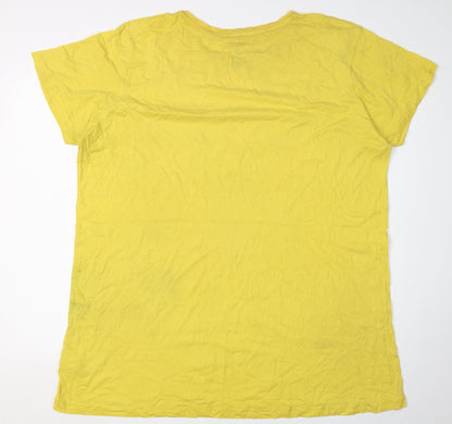 Womens UK Size XL Disney Yellow Basic T-Shirt