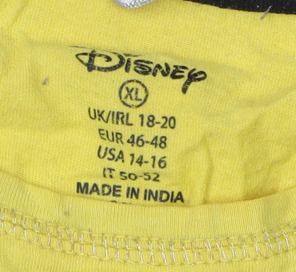 Womens UK Size XL Disney Yellow Basic T-Shirt