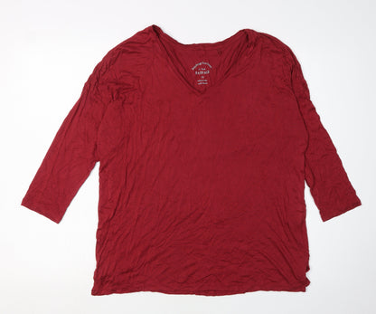 FatFace Women's Red V-Neck T-Shirt Size 12