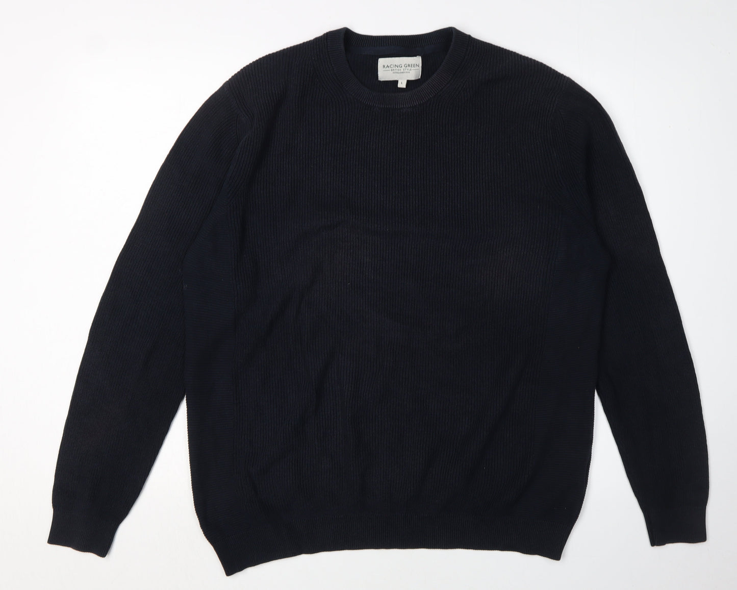 Racing Green Men's Black Large Knit Pullover Jumper