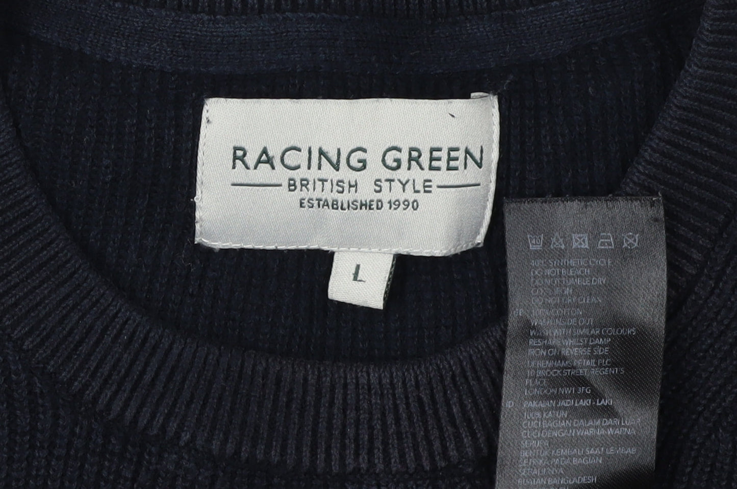 Racing Green Men's Black Large Knit Pullover Jumper