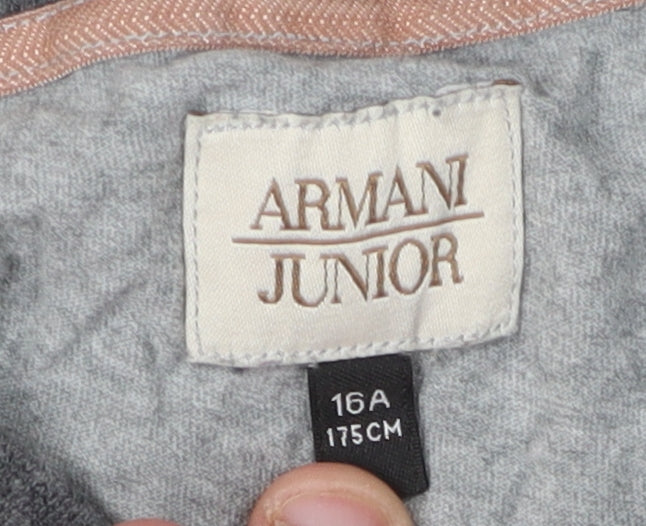 Armani Junior Boys Grey Jersey T-Shirt, 16 Years, Logo Accents