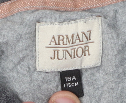 Armani Junior Boys Grey Jersey T-Shirt, 16 Years, Logo Accents