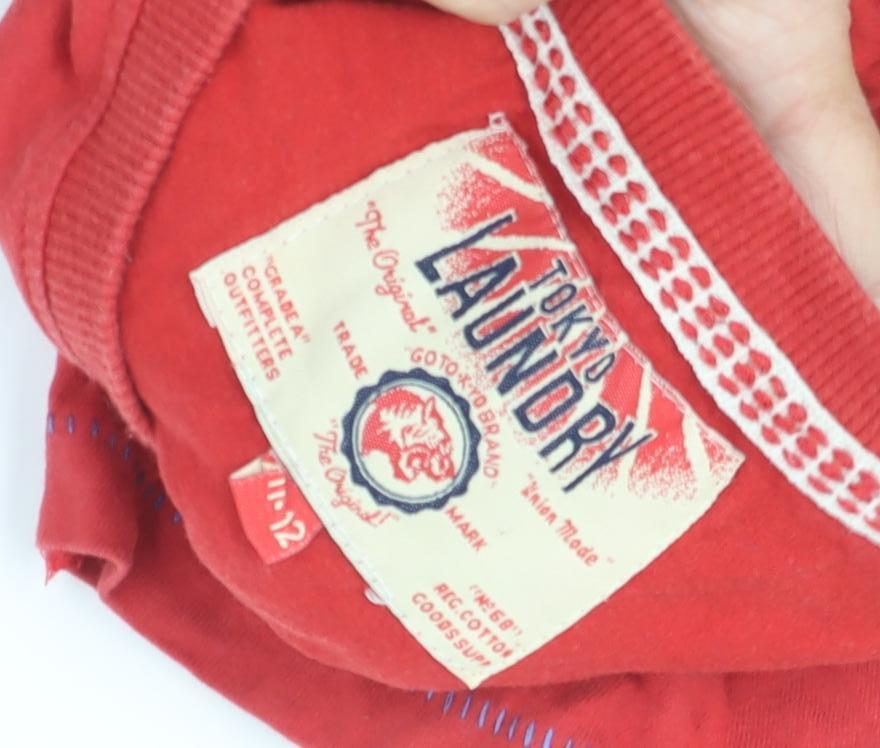 Tokyo Laundry Boys Red Graphic Cotton T-Shirt 11-12Y Sports Style