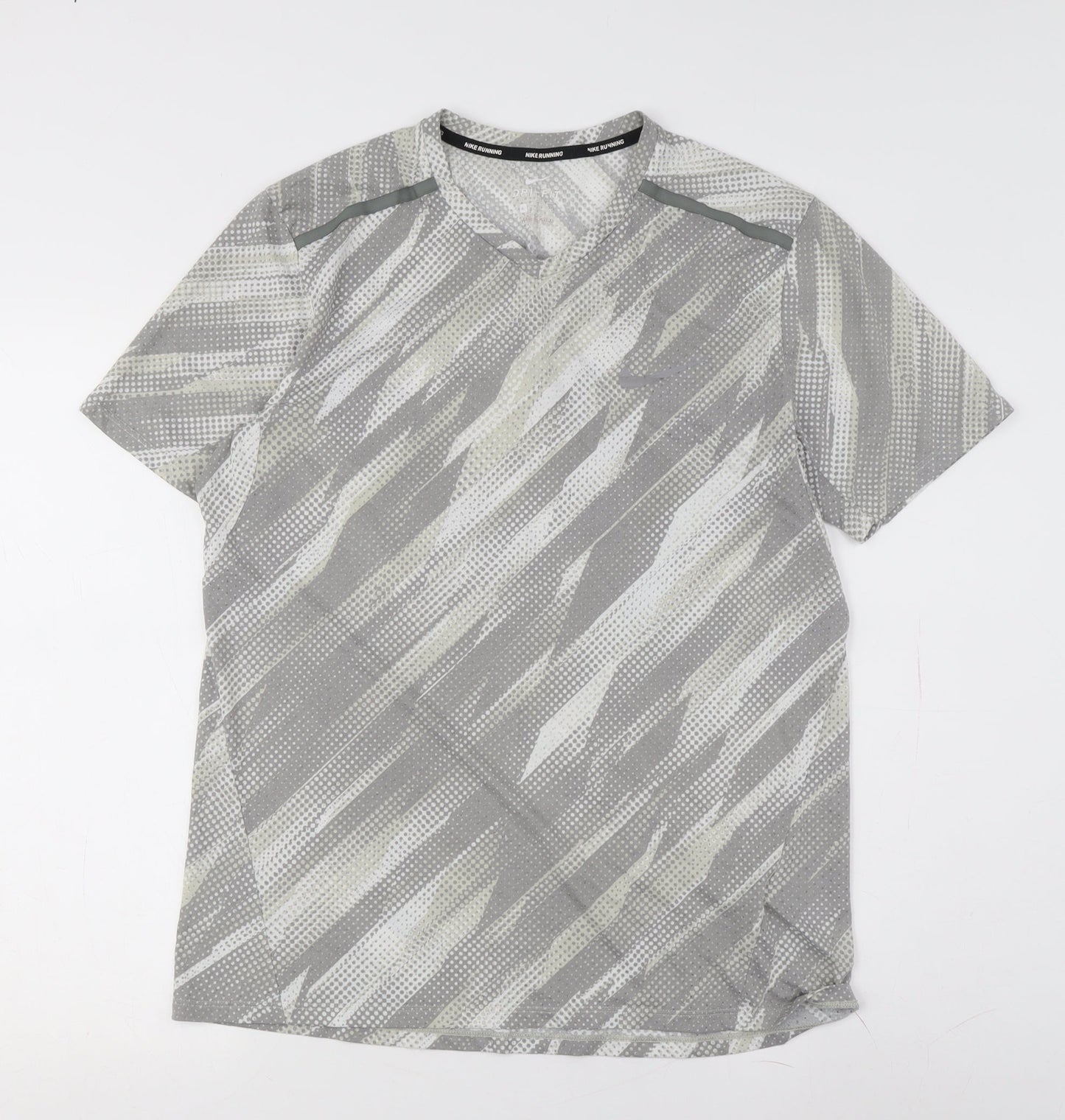Nike Men's Grey Geometric Short Sleeve T-Shirt L