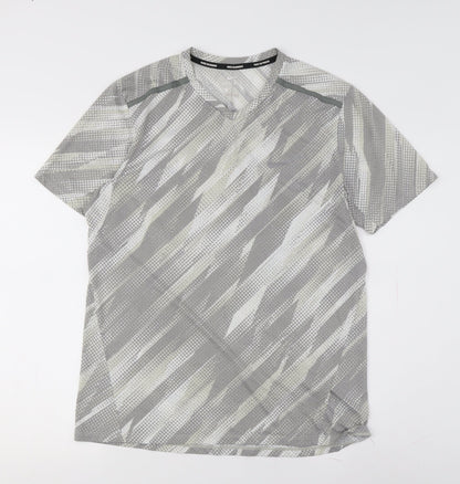 Nike Men's Grey Geometric Short Sleeve T-Shirt L