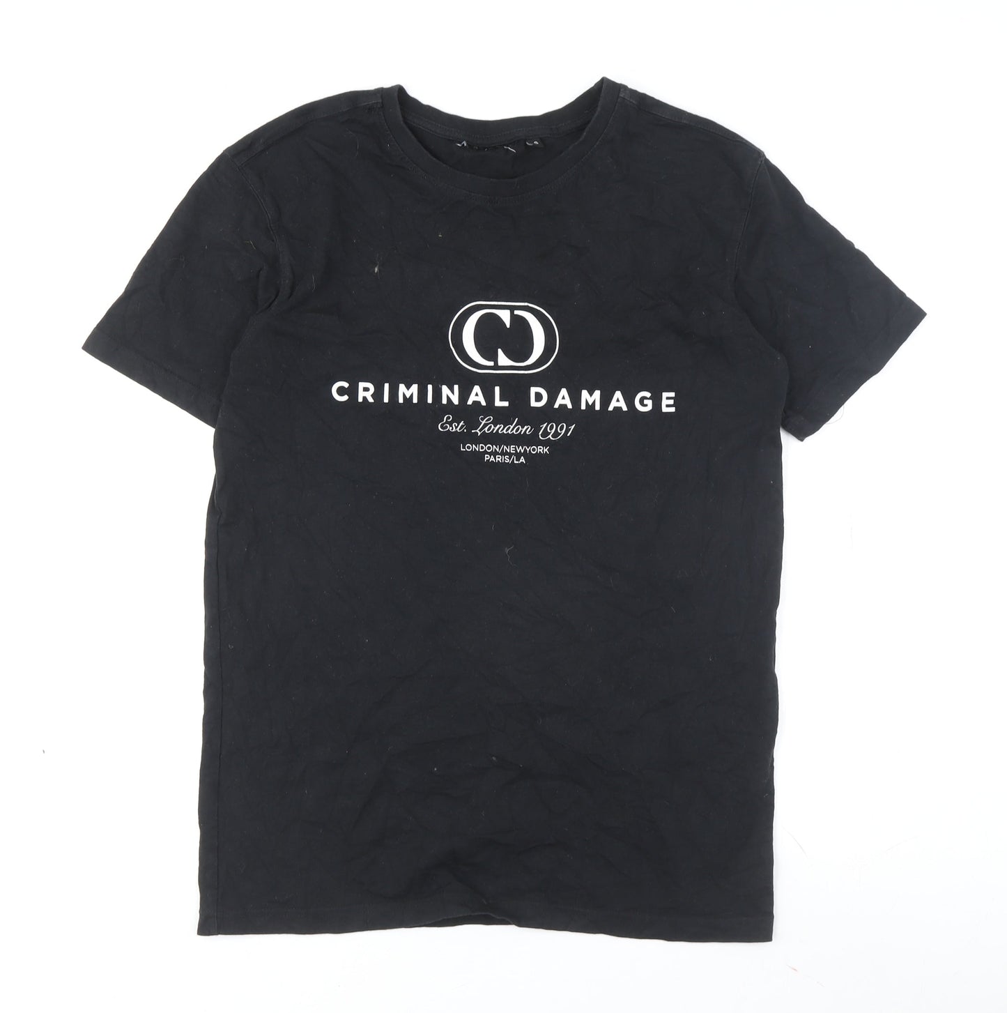 Mens UK Size S Criminal Damage Black  T-Shirt