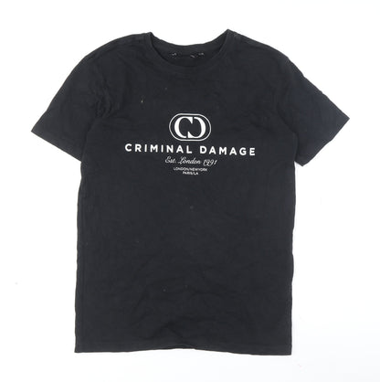 Mens UK Size S Criminal Damage Black  T-Shirt