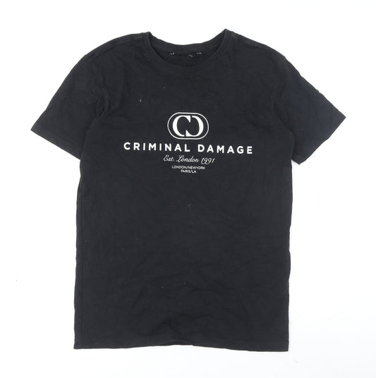 Mens UK Size S Criminal Damage Black  T-Shirt