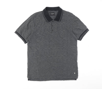 GUESS Men's Grey Short Sleeve Polo Shirt Size M