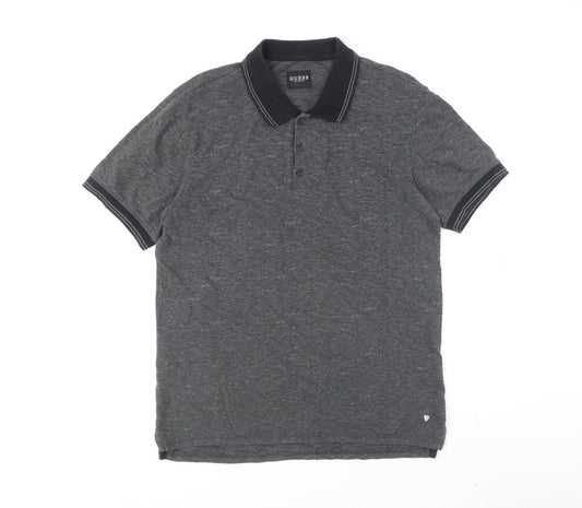 GUESS Men's Grey Short Sleeve Polo Shirt Size M