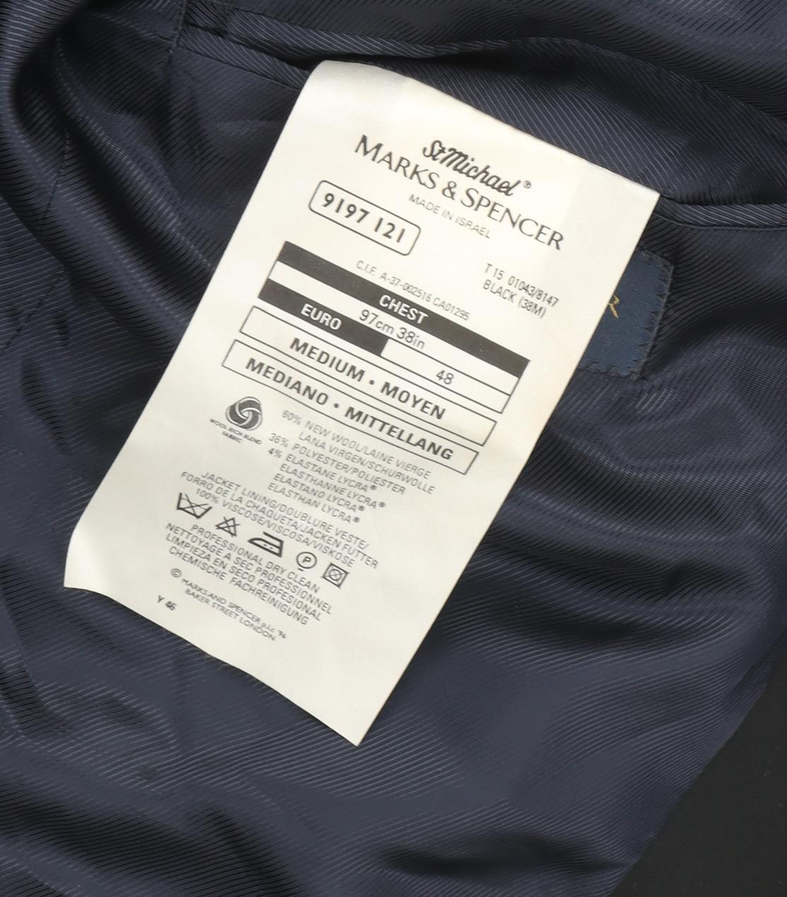 Mens UK Size 38 Marks and Spencer Regular Black Suit Jacket