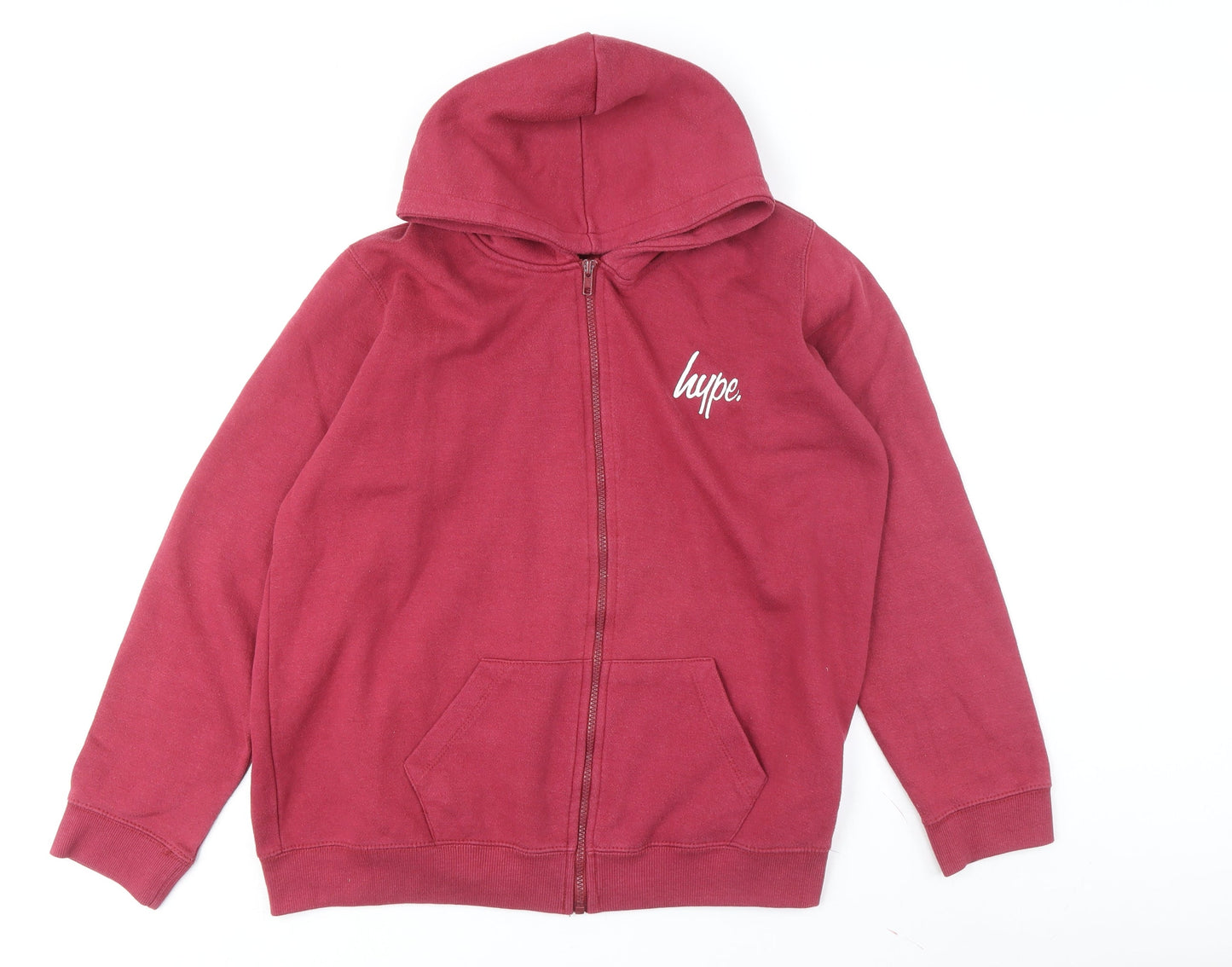 Hype Boys Red Full Zip Hoodie - 16 Years, Logo Accent