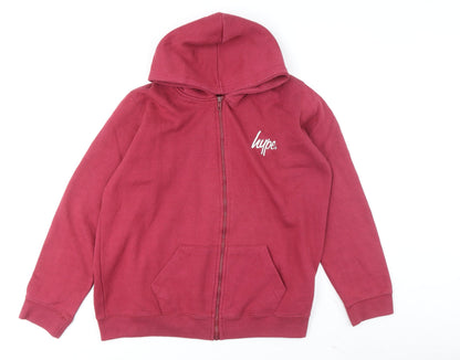 Hype Boys Red Full Zip Hoodie - 16 Years, Logo Accent