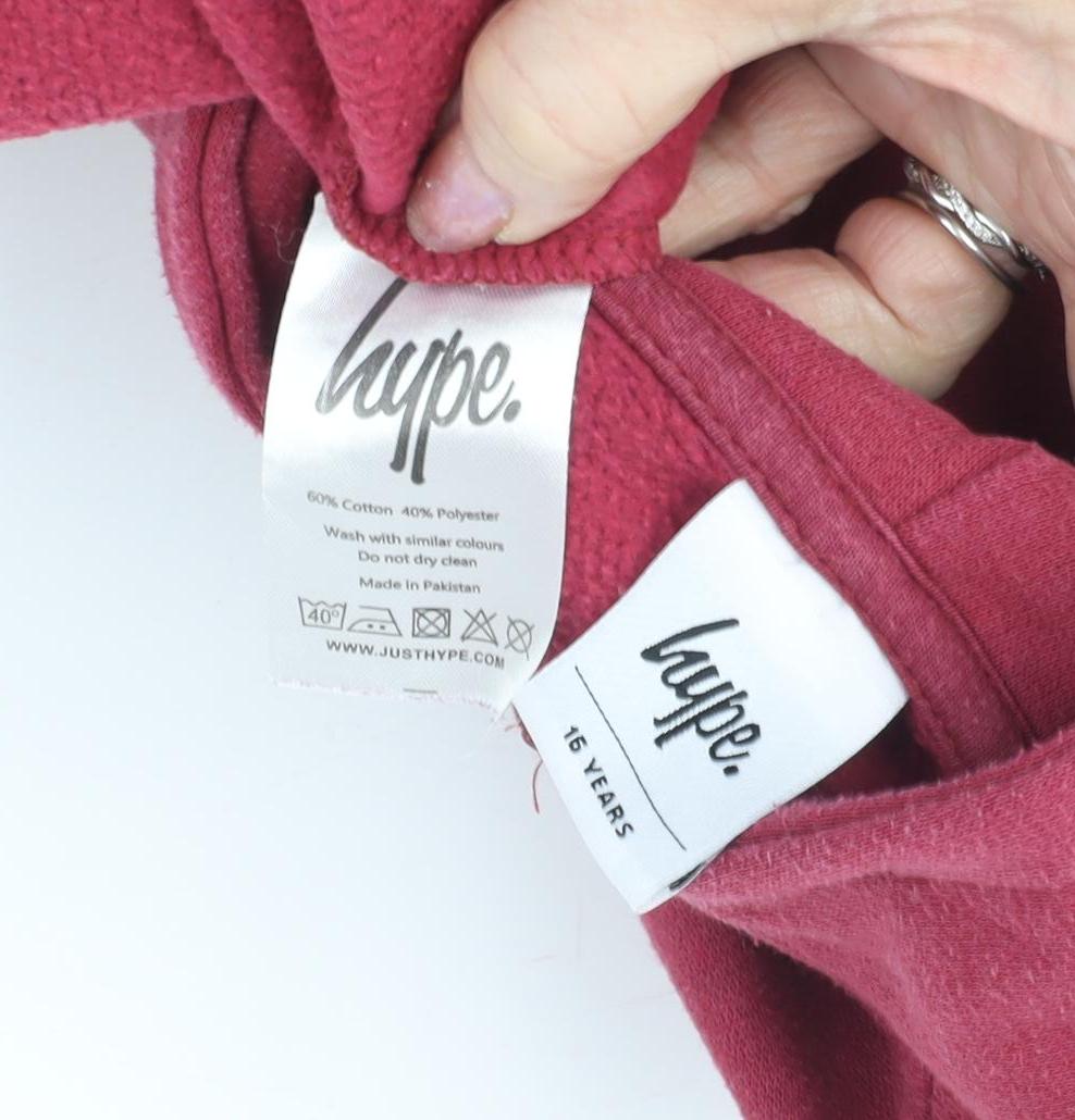 Hype Boys Red Full Zip Hoodie - 16 Years, Logo Accent