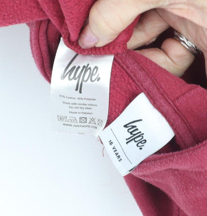 Hype Boys Red Full Zip Hoodie - 16 Years, Logo Accent