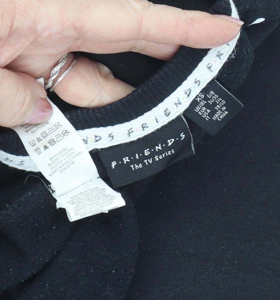 Unisex Adults UK Size XS Friends Black Pullover Sweatshirt