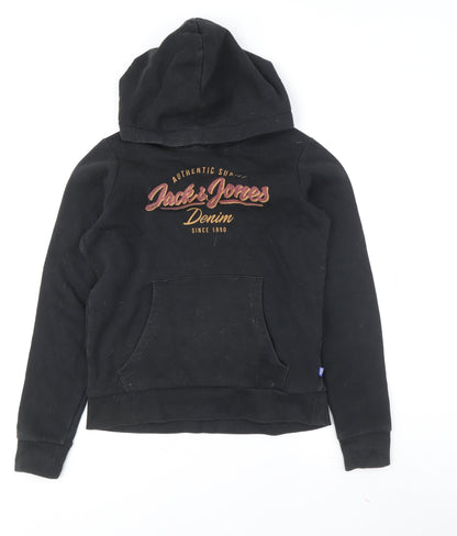Jack & Jones Boys Black Hoodie, Size 12, Pullover Style