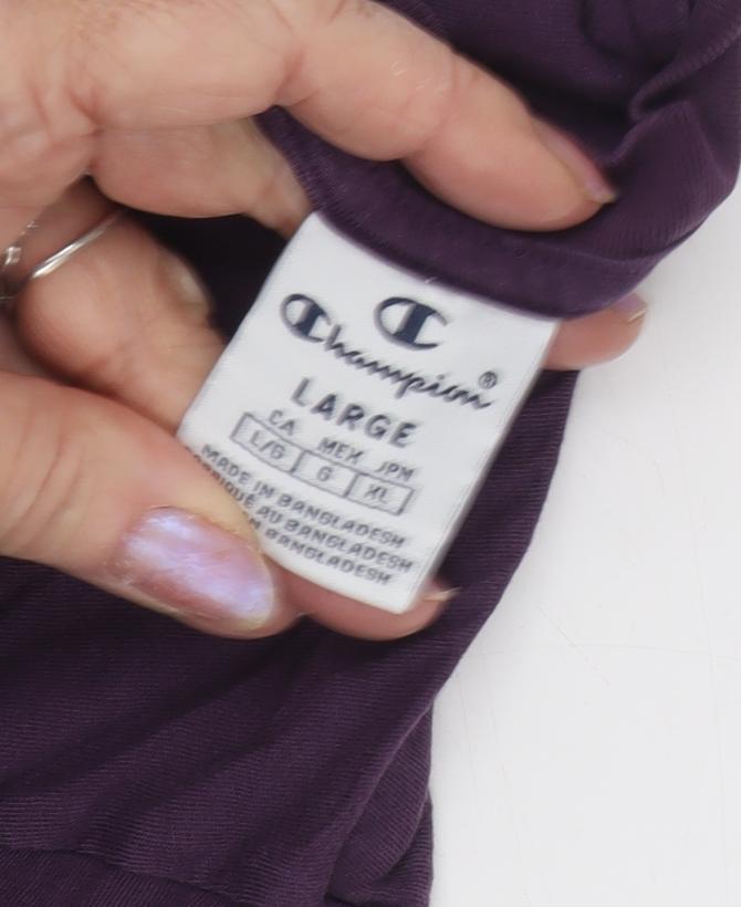 Champion Unisex Purple T-Shirt L, Casual Crew Neck