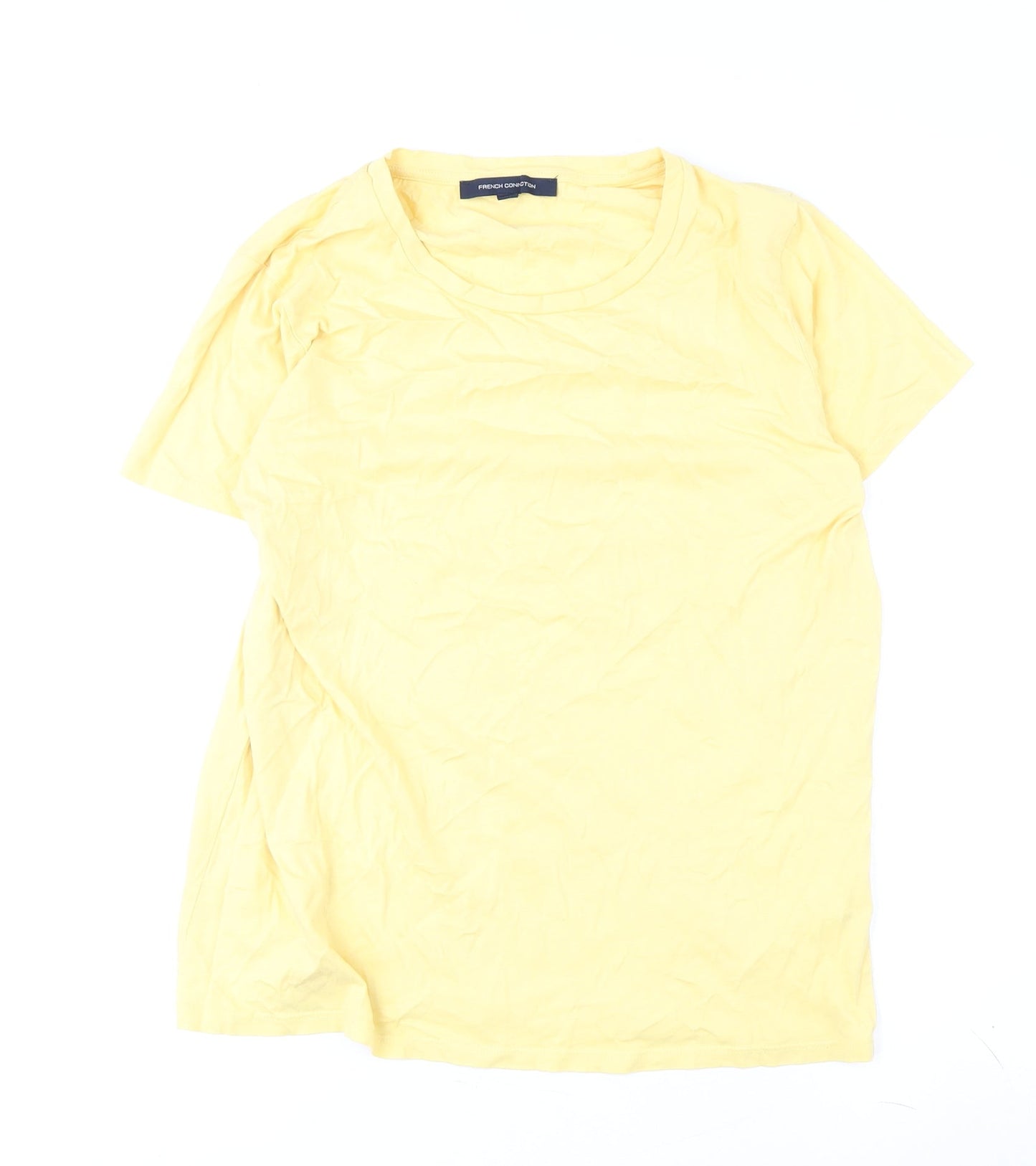Womens UK Size M French Connection Yellow Basic T-Shirt