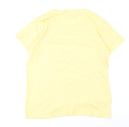 Womens UK Size M French Connection Yellow Basic T-Shirt