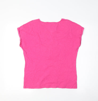 Laura Ashley Women's Pink Embroidered Short Sleeve T-Shirt