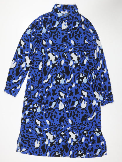 Vanessa Zani Women's Blue Animal Print Shift Dress XL