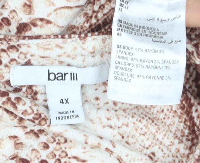 Bar III Women's Brown Animal Print Shift Dress Size 16