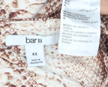 Bar III Women's Brown Animal Print Shift Dress Size 16