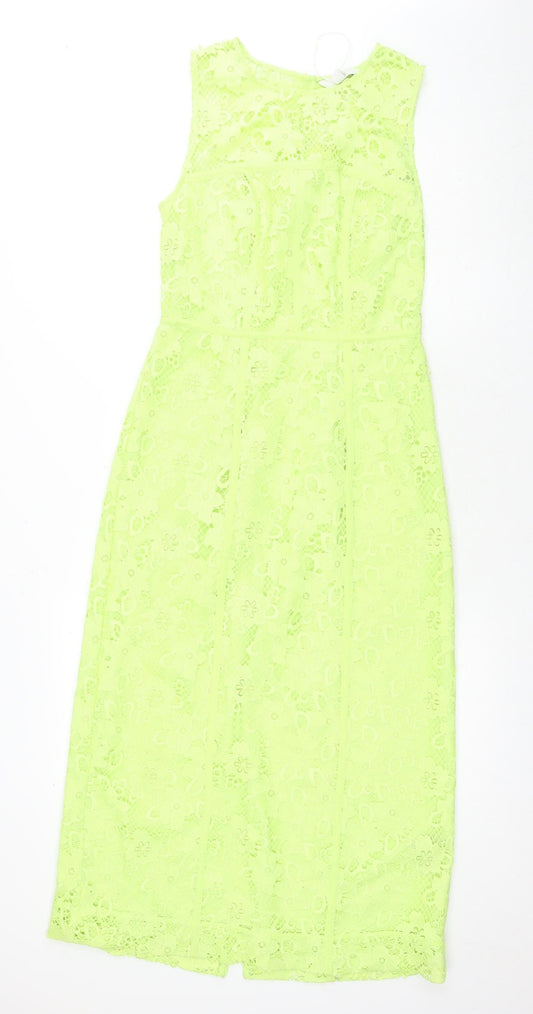 Marks and Spencer Women's Yellow Crochet Dress, Size 8
