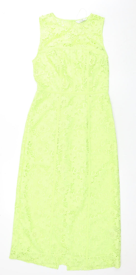Marks and Spencer Women's Yellow Crochet Dress, Size 8