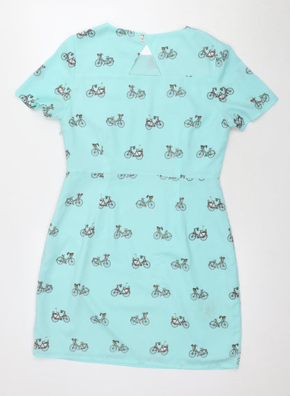 Sugarhill Boutique Women's Blue Bicycle Shift Dress Size 14