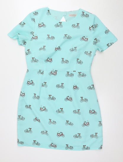 Sugarhill Boutique Women's Blue Bicycle Shift Dress Size 14