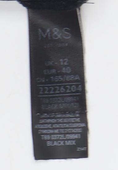 Marks and Spencer Women's Black Floral Dress - Size 12