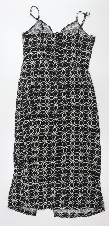 Marks and Spencer Women's Black Geometric Slip Dress, Size 10