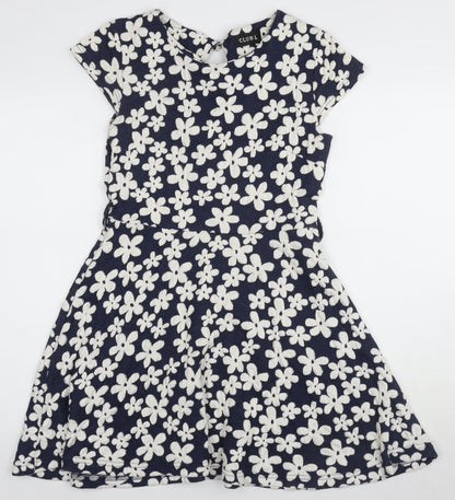 Club L Women's Blue Floral Skater Dress Size 10