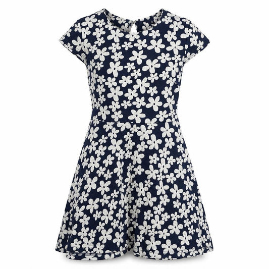 Front view of Club L Women's Blue Floral Skater Dress, size 10