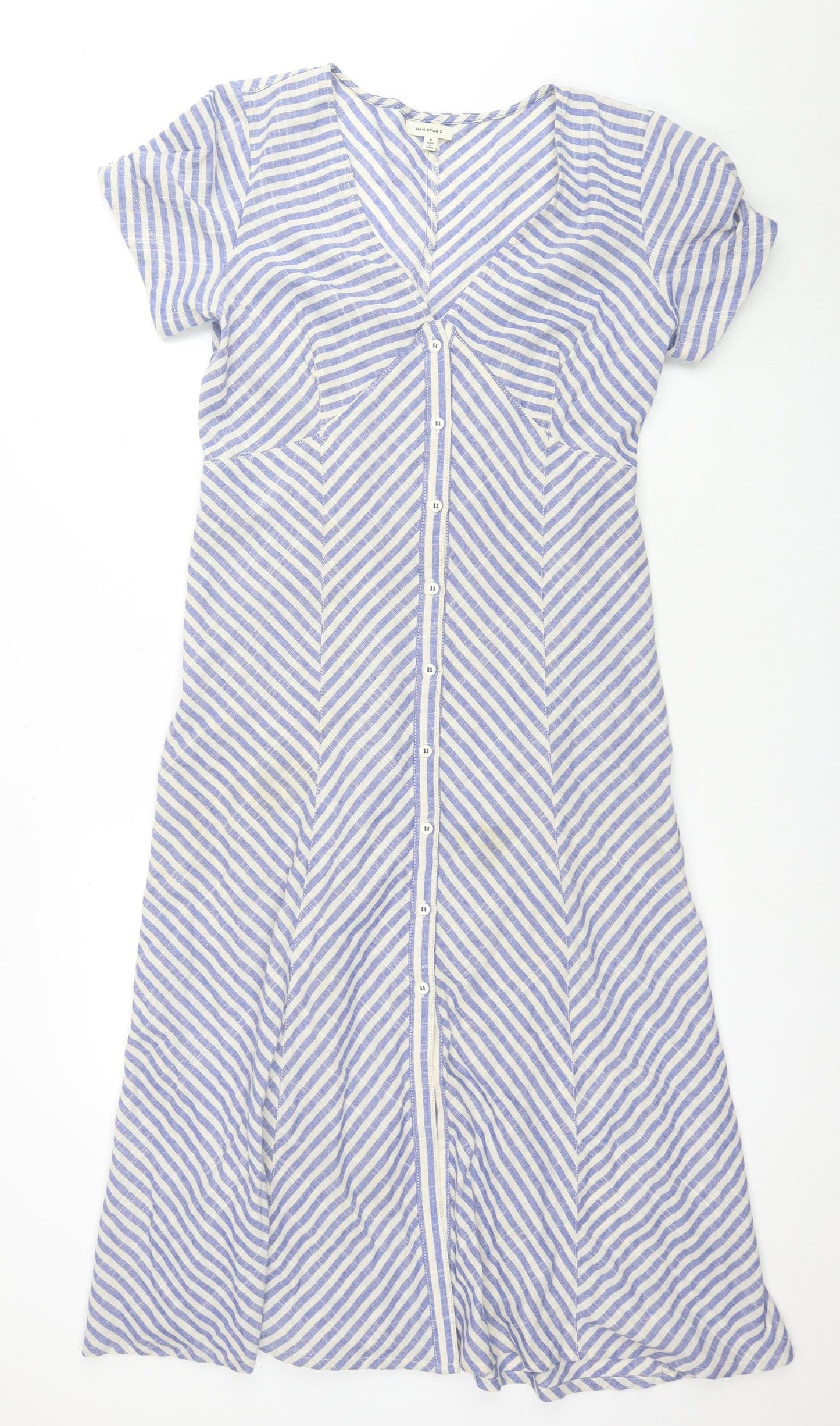 Max Studio Women’s Blue Striped A-Line Dress Size 8