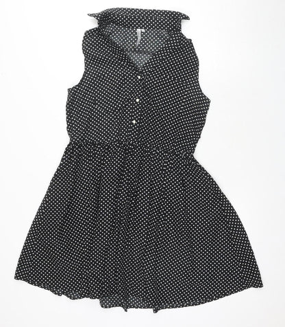 Belle by Oasis Women's Black Polka Dot Dress S