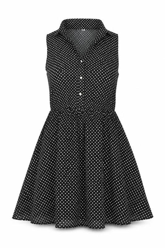 Front view of Belle by Oasis Women's Black Polka Dot Dress S