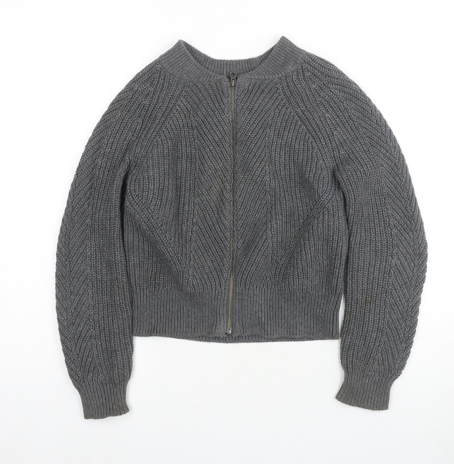 Gap Women's Grey Full Zip Jumper, Size 5-6, Mock Neck