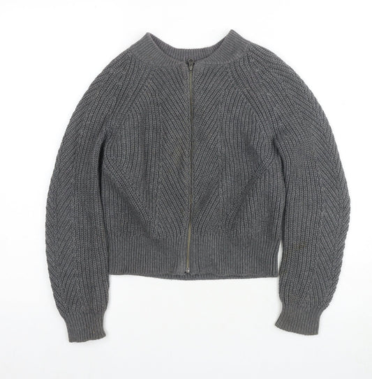 Gap Women's Grey Full Zip Jumper, Size 5-6, Mock Neck