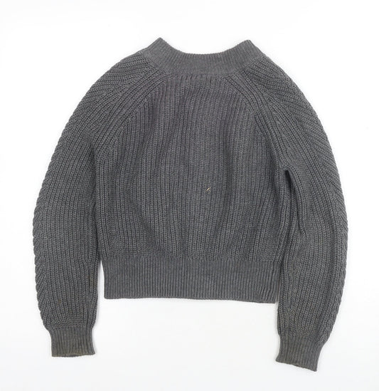 Gap Women's Grey Full Zip Jumper, Size 5-6, Mock Neck