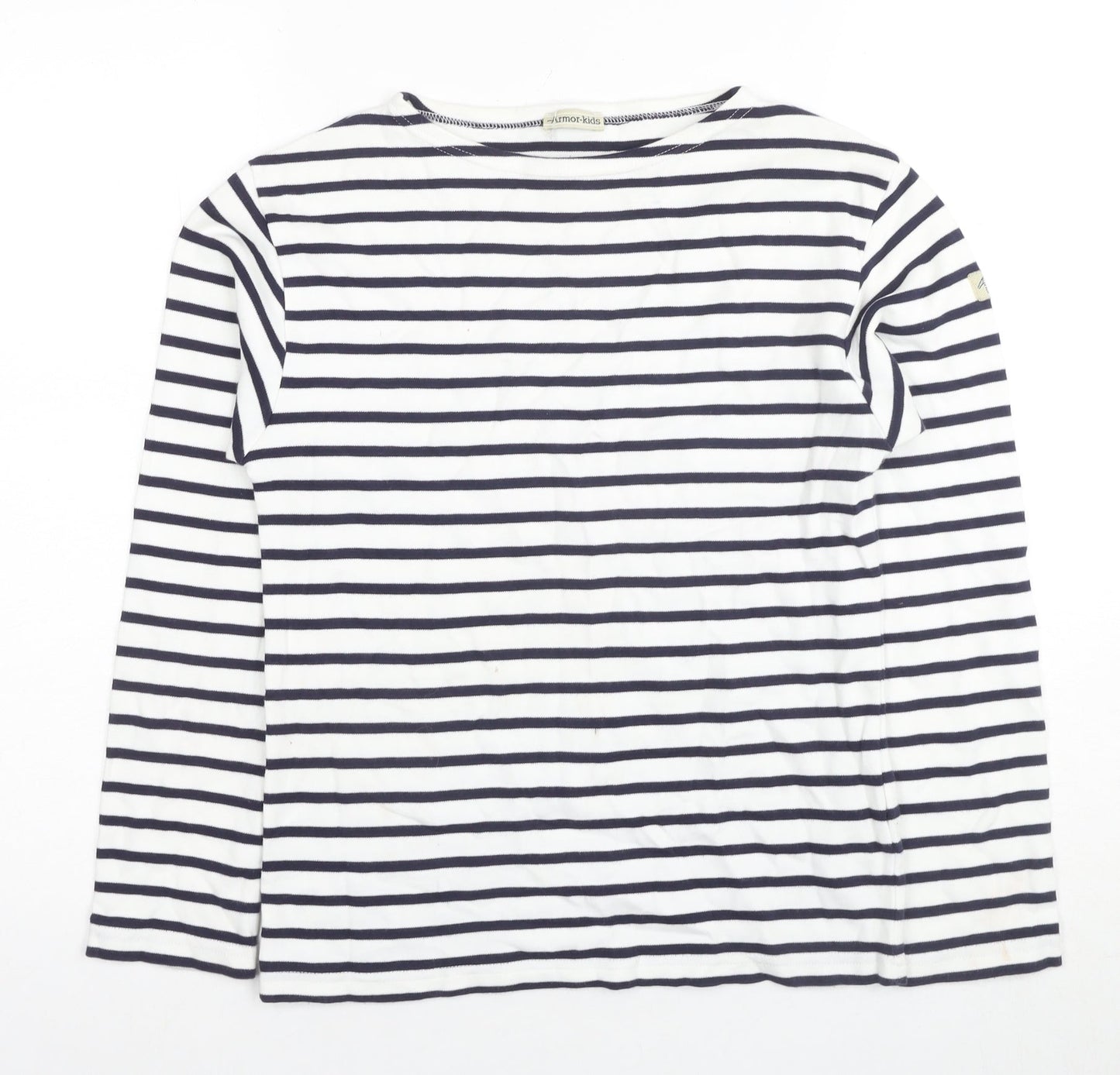 Armani Kids Girls Striped Long Sleeve T-Shirt, White, 11 Years